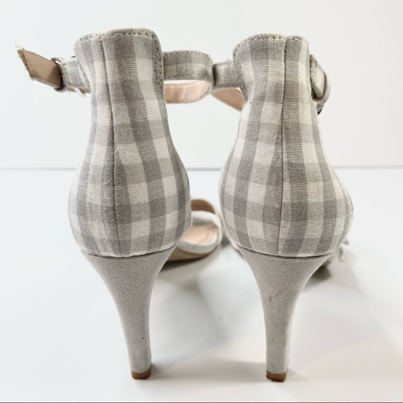 Tahari Newton Heels Gray Gingham Print Bow Sandals, Size 9 - Picture 4 of 9